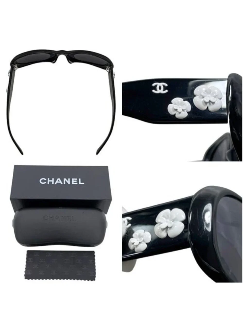 Chanel Sunglasses Camellia 87 Acetate Black Eyewear